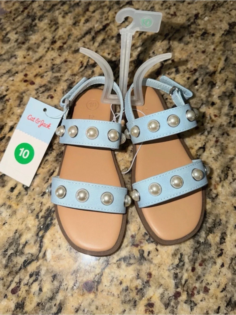 Cat & Jack Light Blue Pearl-Embellished Girls' Sandals